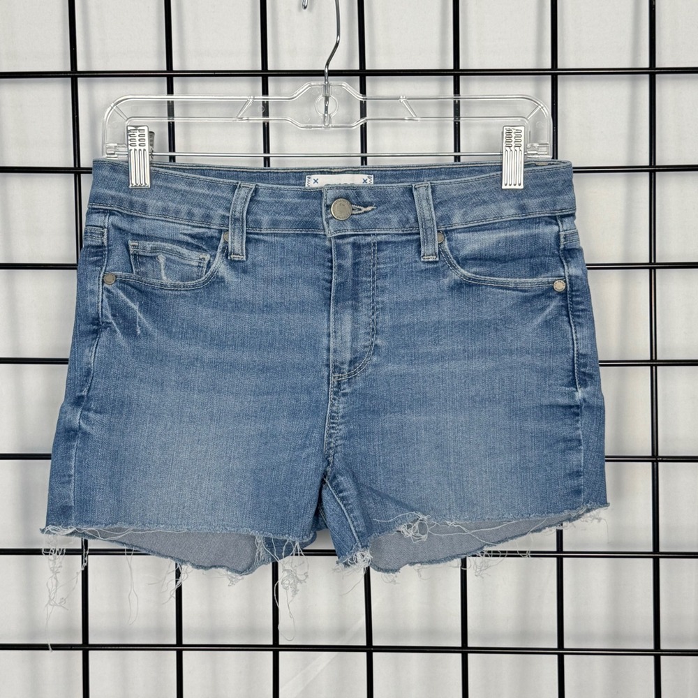 Paige Noelani Shorts Women 28 Blue Distressed Raw Hem Cut Off Denim 2392184-095